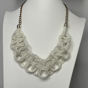 necklace costume jewelry White seed bead braided look boho trendy versatile